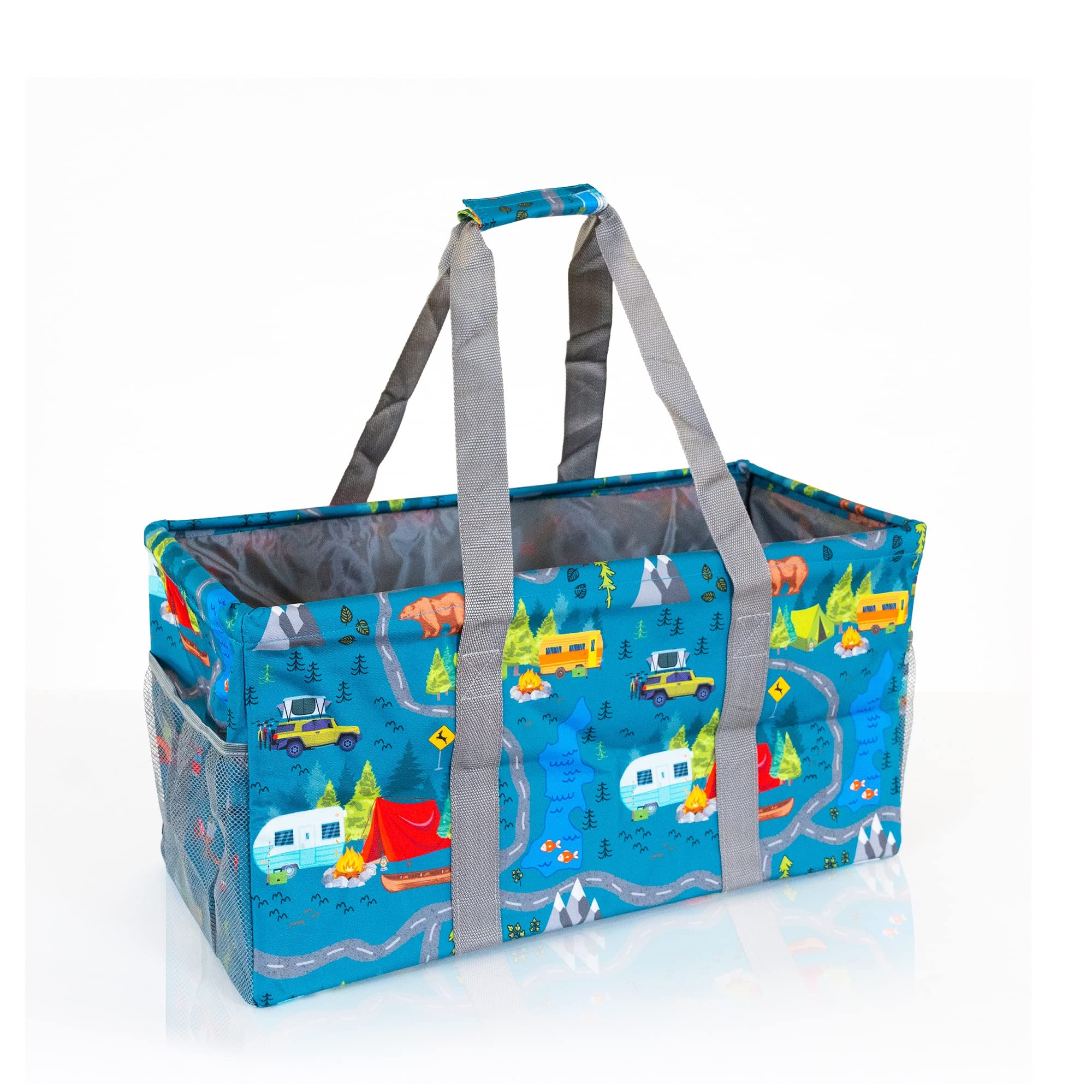 LHZK Paquete De 2 Bolsas Tote De Utilidad Extra Grandes Con Marco De Alambre Metálico Y Los Lados Reforzados, Bolsa Tote Extra Grande Con Mango Para Piscina Playa Lavandería Almacenamiento (Negro