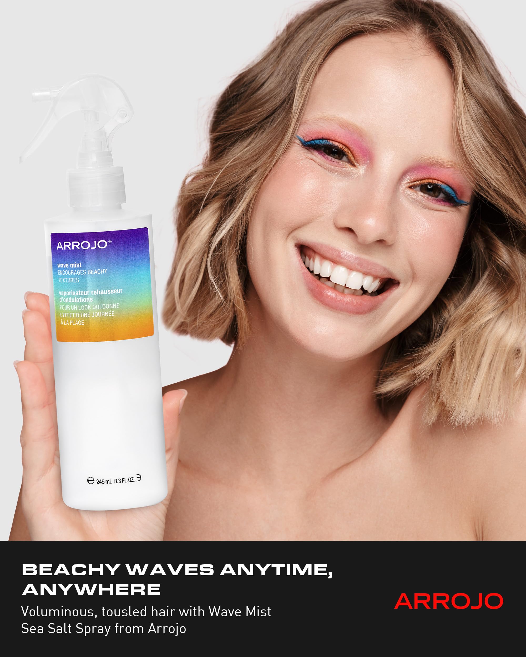 Arrojo Wave Mist Sea Salt Spray – Sulfate & Paraben-Free Sea Salt Hair Texture Spray – Adds Beach Waves, Volume, & Light Hold for All Hair Types, 8.3 fl. oz.