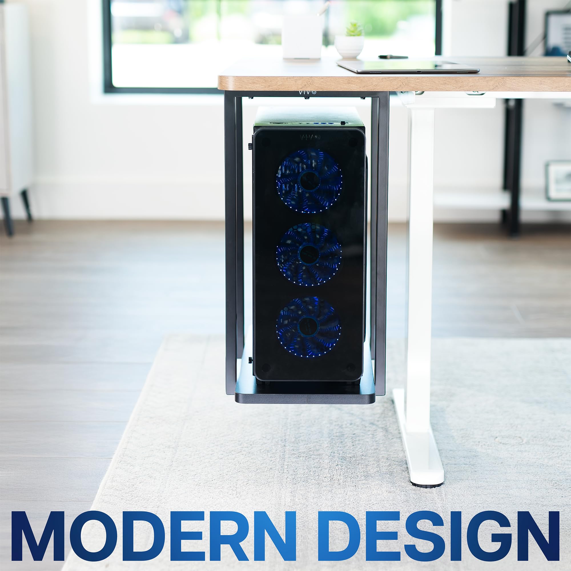 Vivo Mount-PCSF1 Étagère de Bureau Ultra résistante pour unité Centrale jusqu'à 20 kg Noir