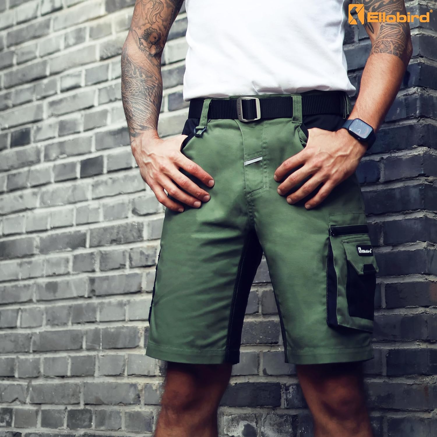 Ellobird Work Shorts for Men Construction Pants Mens Workwear Cordura Cargo Loose Fit Utility Carpenter Workwear Short