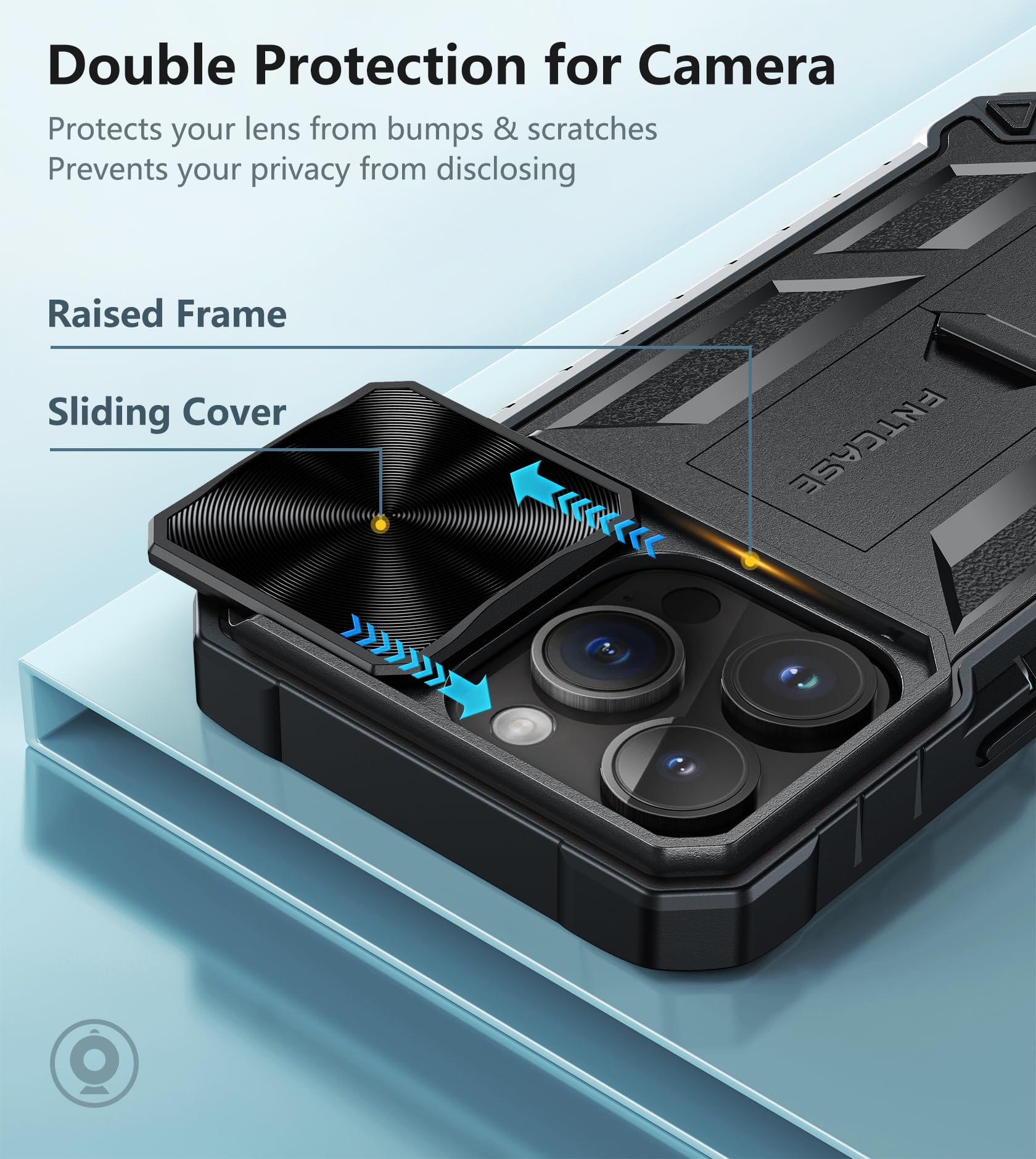 Coque FNTCASE IPhone 14/13 Pro - Protection Militaire Avec Béquille Intégrée TPU Mat