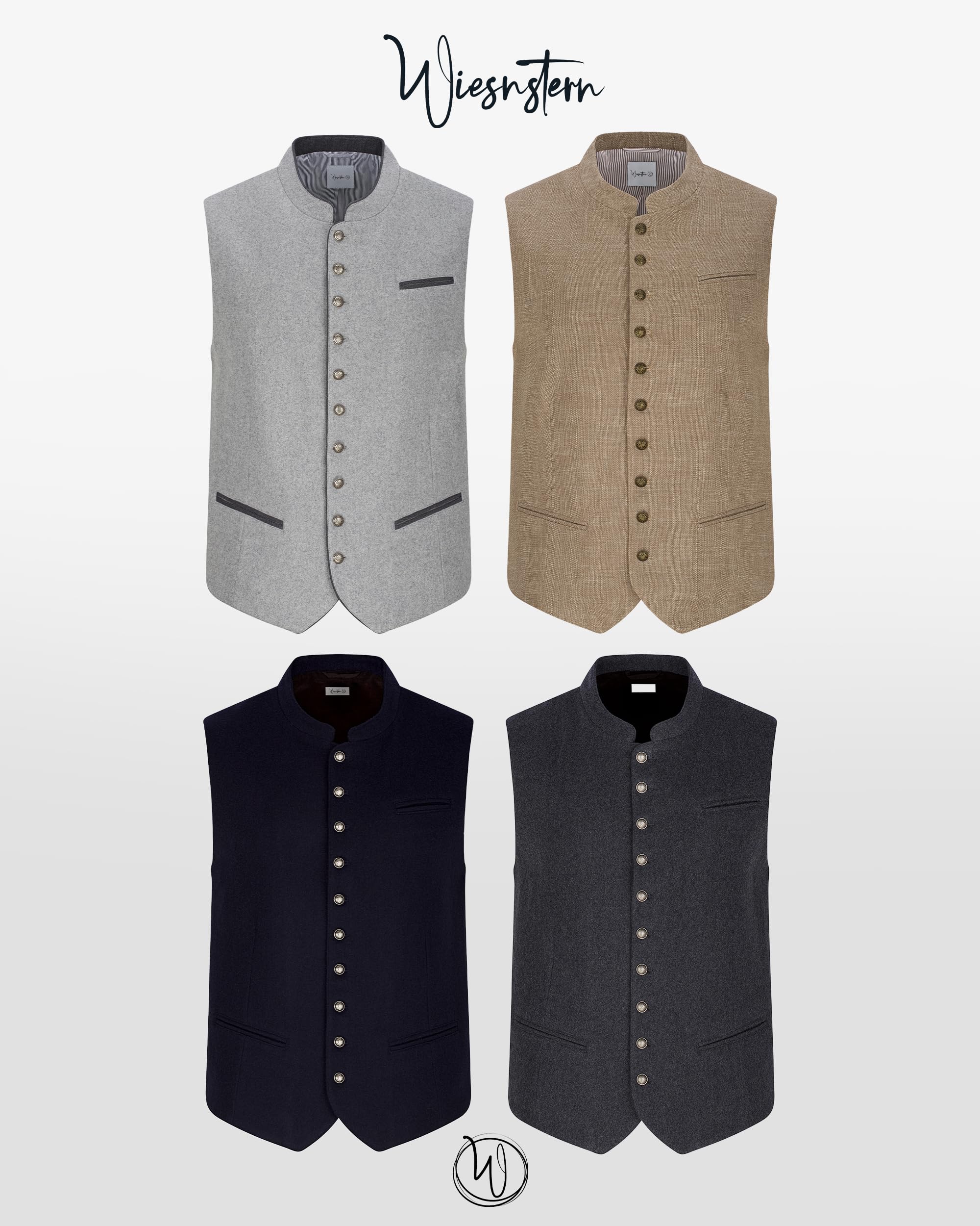 Trachtenweste Light Silver – Robuste & hochwertige Trachtenweste für Herren, perfekt für das Oktoberfest – Optimale Passform