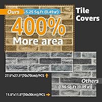 Vista 2 de Art3d - Panel de pared de ladrillo de 52.5 pies cuadrados (Paquete de 10), color gris