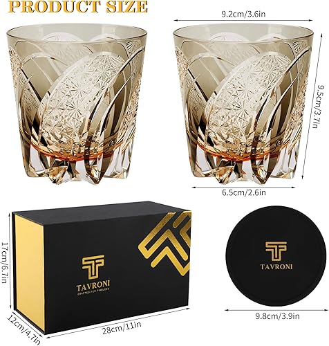 Miniatura 2 de Vasos de whisky Old Fashioned Edo Kiriko - Vaso de whisky de 11 onzas cortadas a mano para whisky, bourbon, licor y bebidas de cóctel, grandes