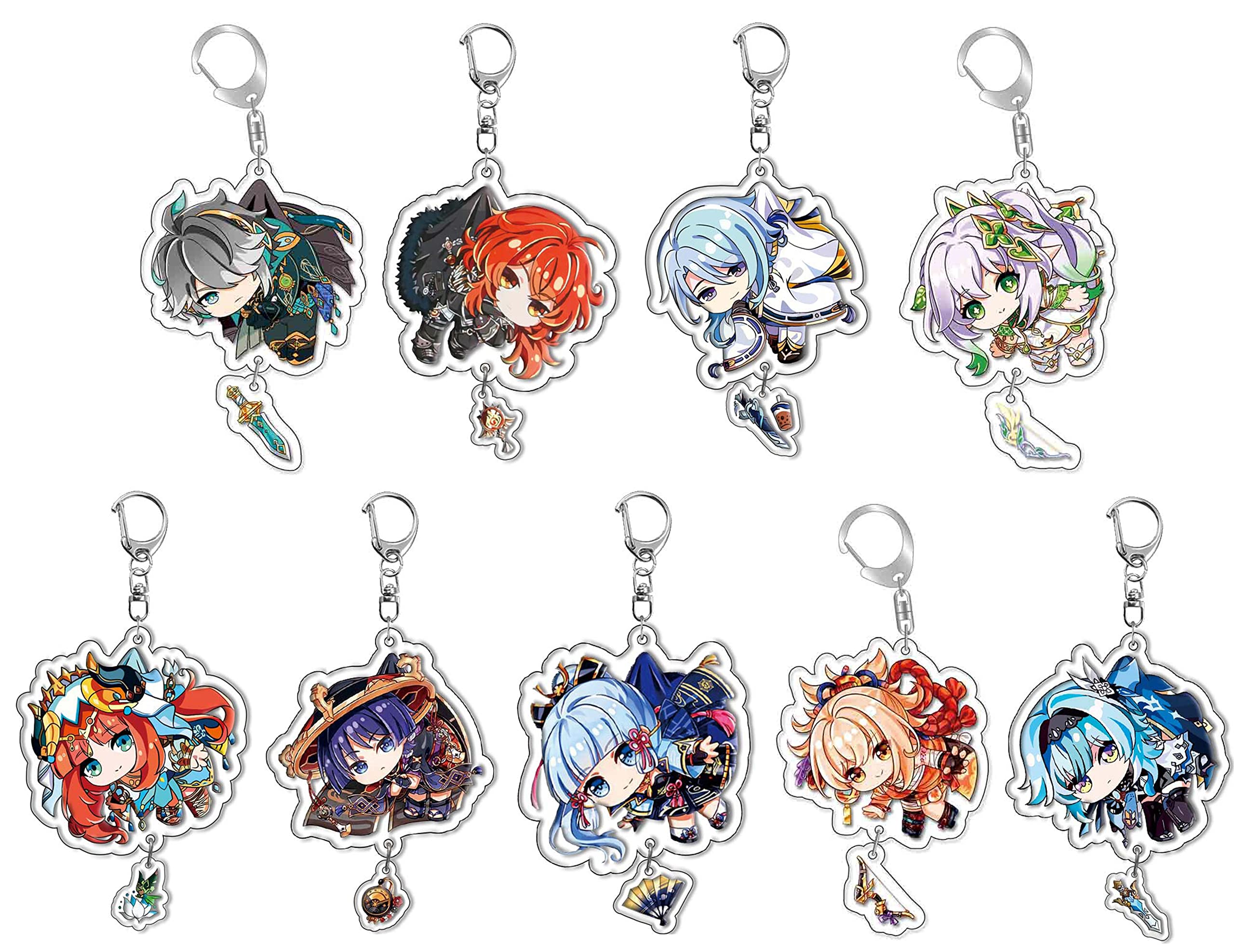 SOOYOOYOOAnime Cosplay Keyrings for Genshin Impact, Game Character Keychain Double-sided Acrylic Pendant Ornaments