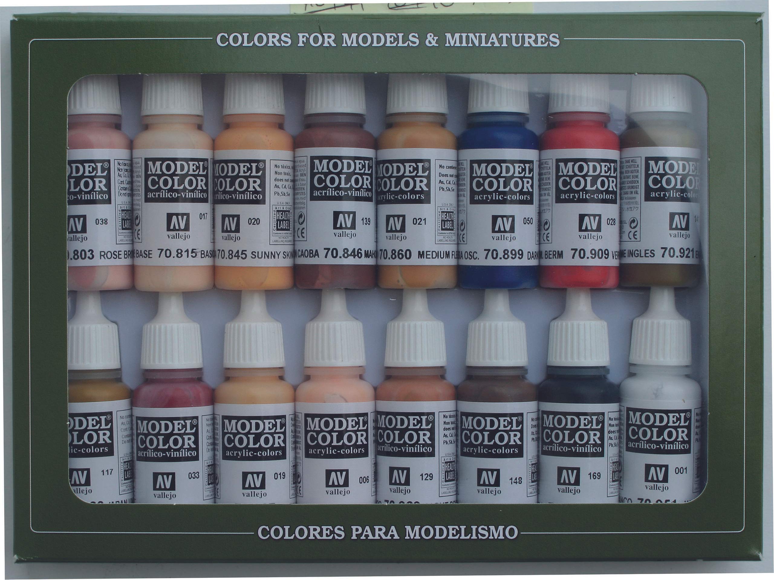 Vallejo Model Color 16 Color Set 70125 Face & Skin Tones (16)