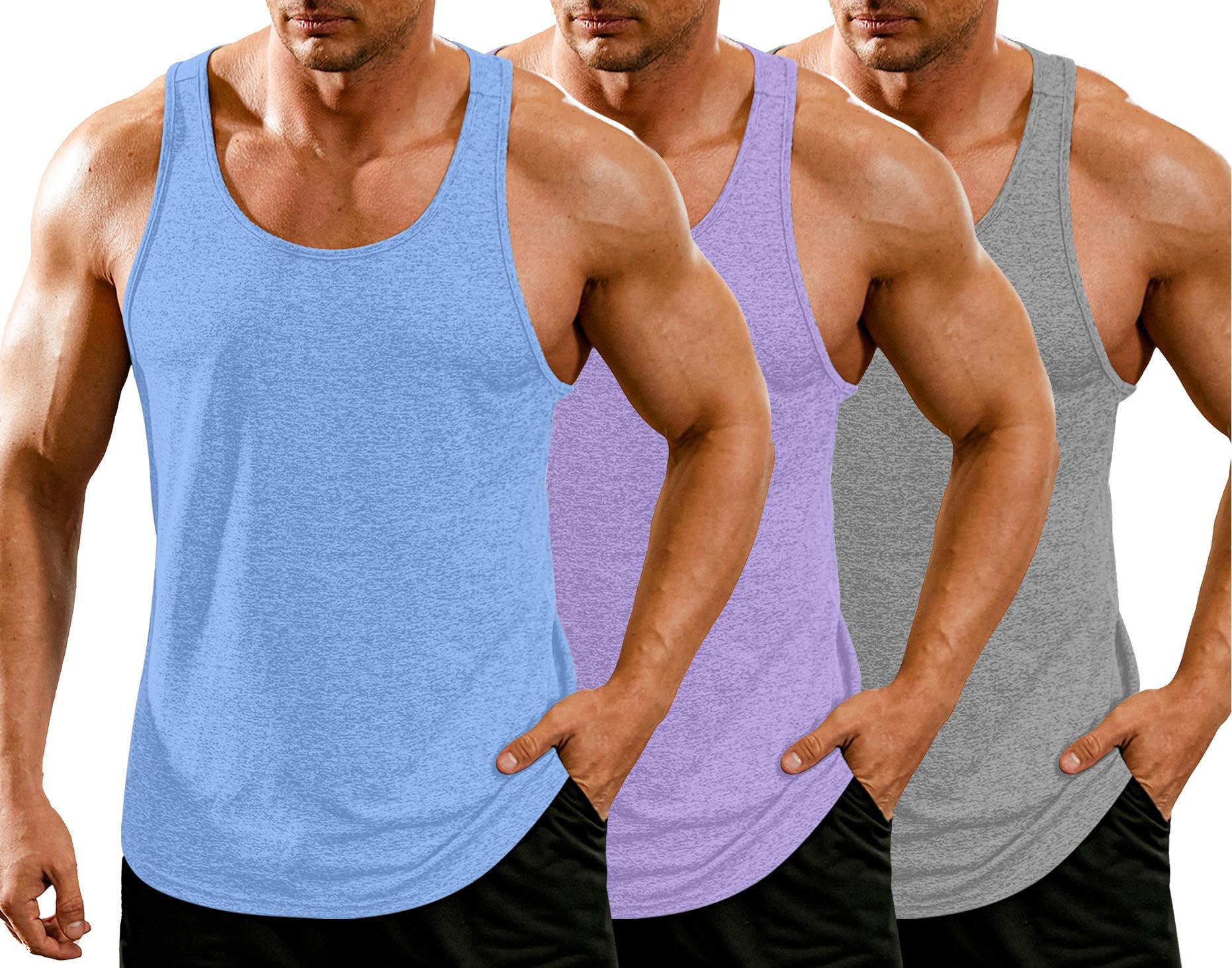 COOFANDY Men's 3 Pack Gym Tank Tops Y-Back Workout Muscle Tee Training Bodybuilding Fitness Sleeveless T Shirts