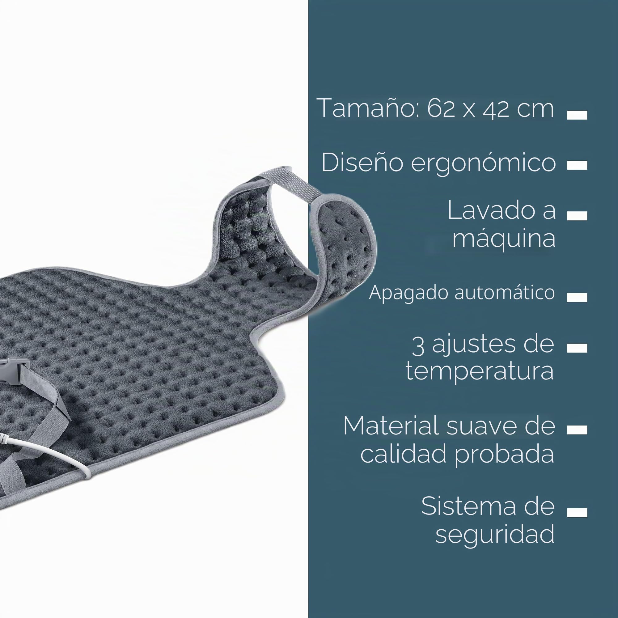 Beurer HK53 - Almohadilla térmica para cuello y espalda y almohadilla térmica HK Comfort, almohadilla de calor eléctrica para relajación, 3 ajustes de temperatura regulados electrónicamente, lavable a