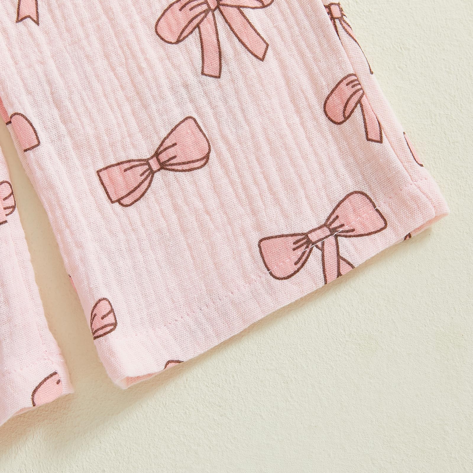 VISGOGO Ropa de verano para bebé niña, sin mangas, con tirantes fruncidos, pantalones de lino, con lazo