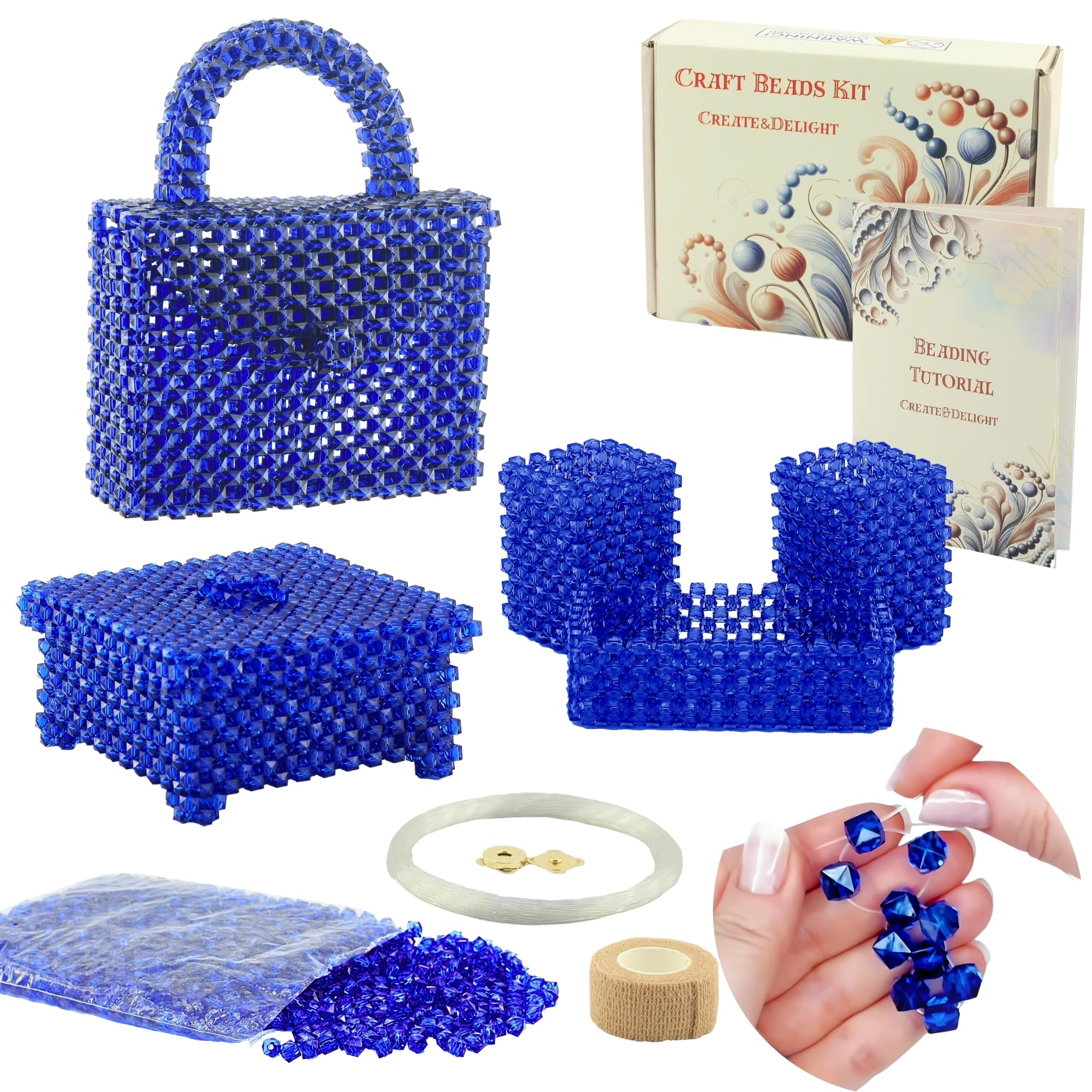 Arts and Crafts for Adults: Craft Supplies for Weaving Beaded Cute Things. DIY Kits for Adults - Hobbies for Women, Teen Gifts. Bead Kit Art Supplies. Step-by-Step Video Tutorial. Dark Blue