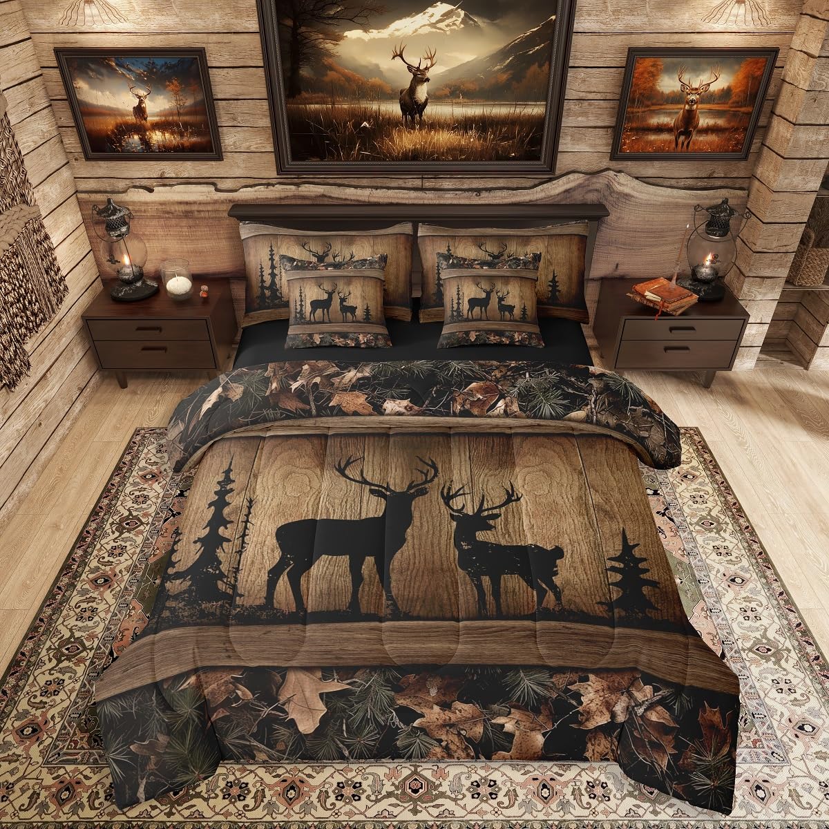 Erosebridal Camo Deer King Comforter Set