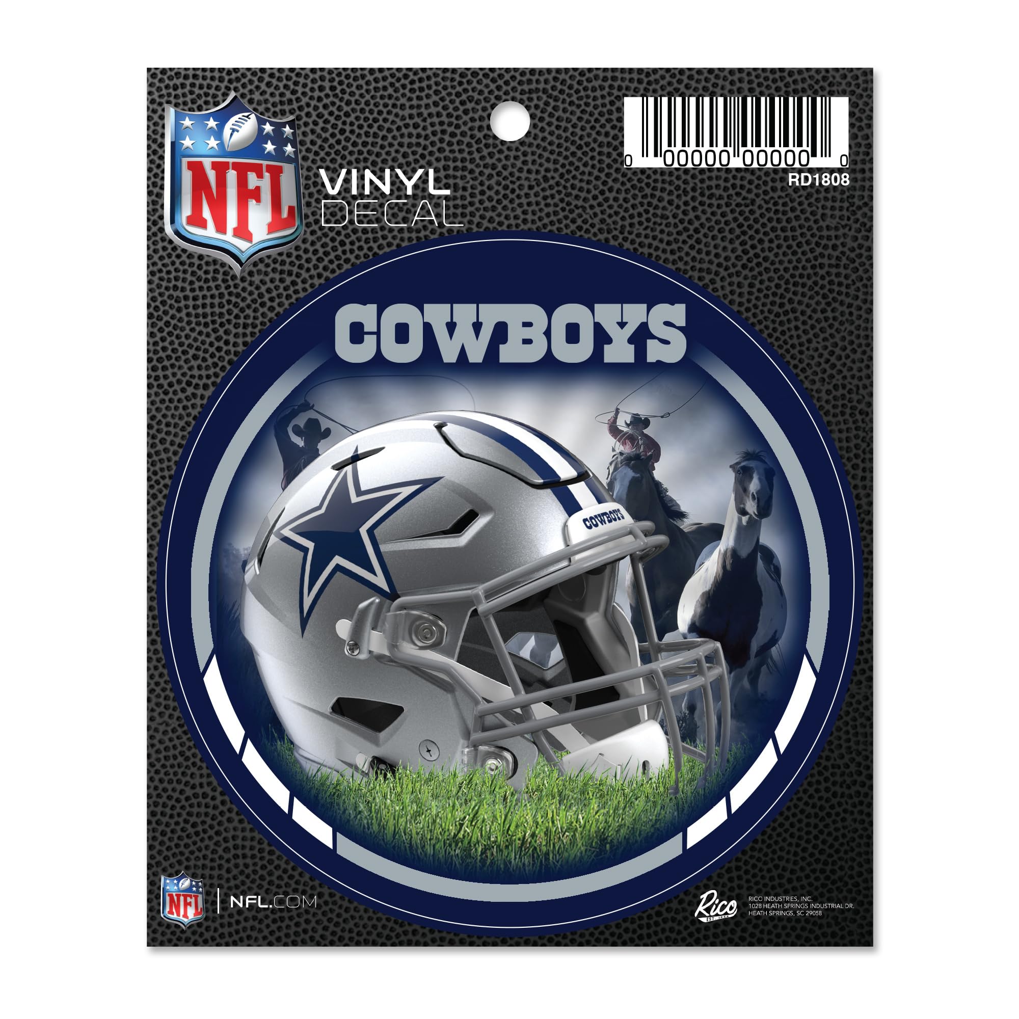 Rico Industries NFL Football Dallas Cowboys Helmet Round Team Color Vinyl Decal