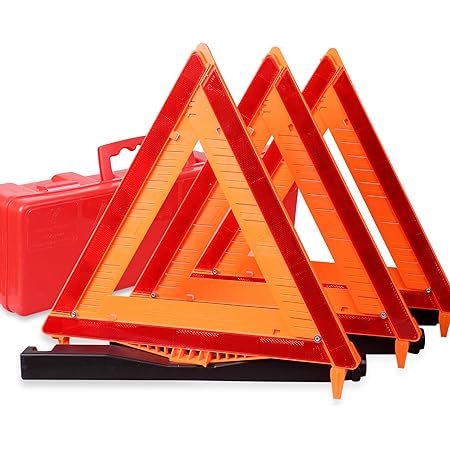 CARTMAN Warning Triangle DOT Approved 3PK, Identical to: United States FMVSS 571.125, Reflective Warning Road Safety Triangle Kit
