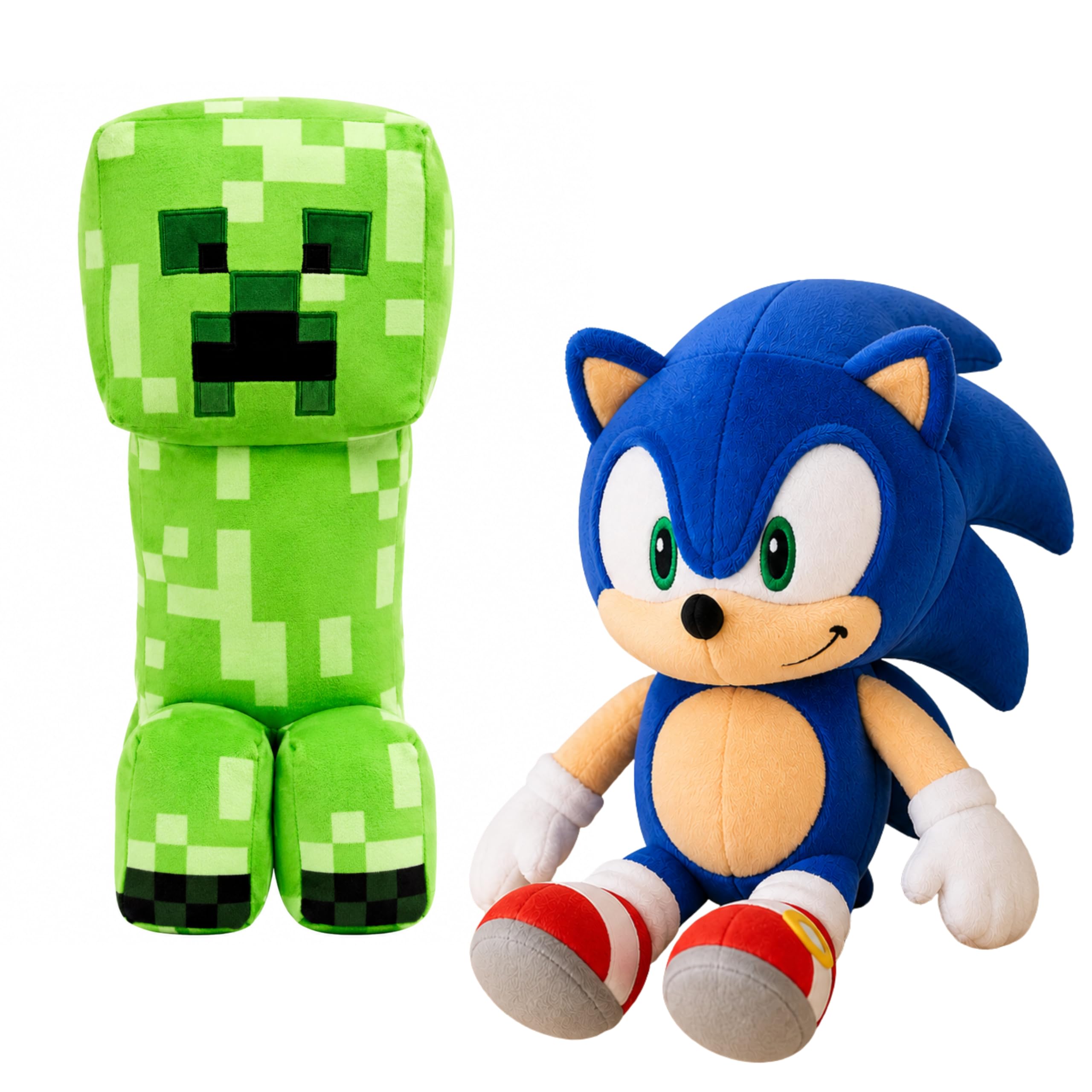 Sonic & Minecraft Creeper Plush Toys, 30cm Super Soft Gaming Character Plush Teddy Set for Kids, Polystyrene Beads Filled Stuffed Toys for Toddlers Lightweight Gamer Gift 3+ Years โ image 1
