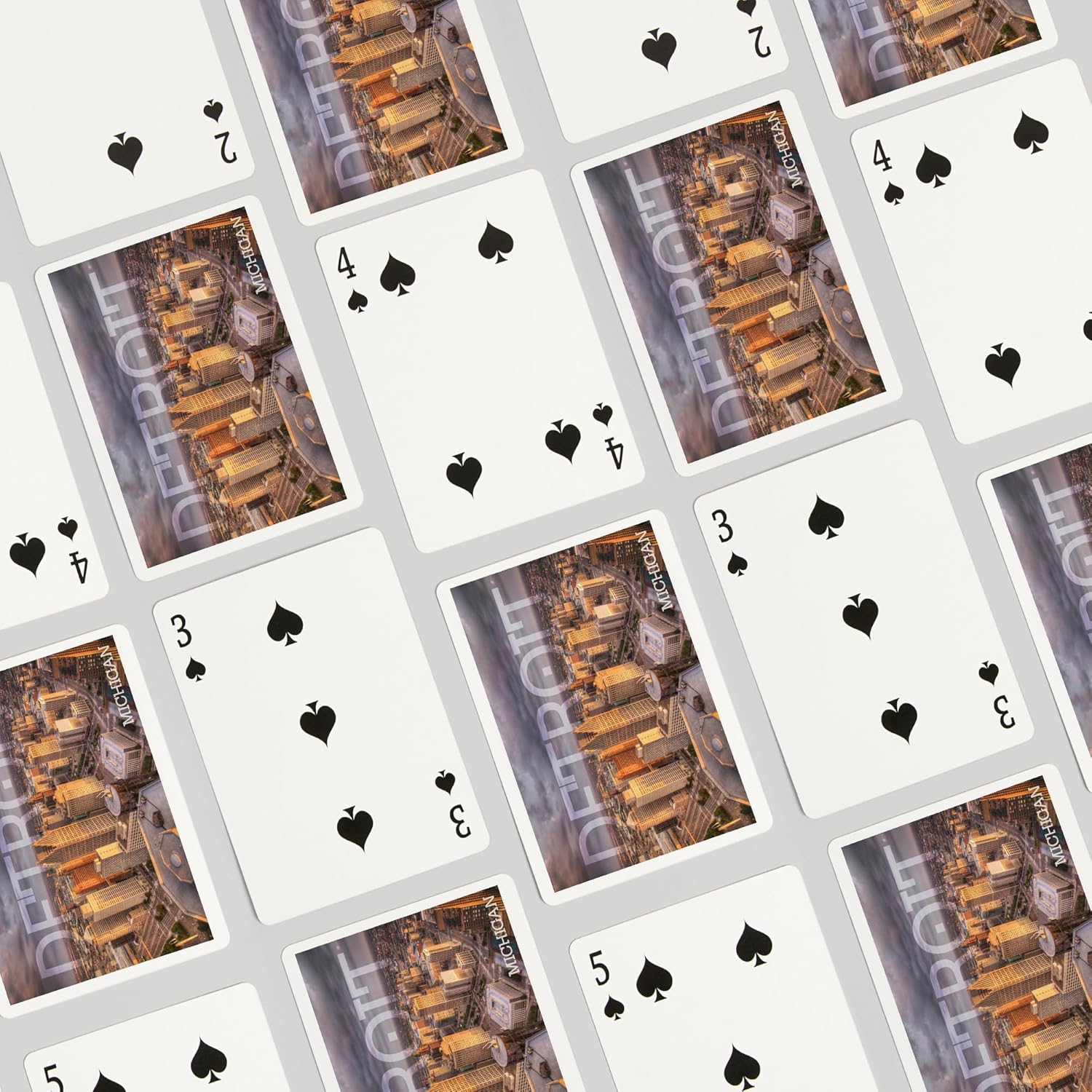 Lantern Press Detroit, Michigan, City Aerial View, 52 Playing Cards for Adults, Poker Size Card Deck