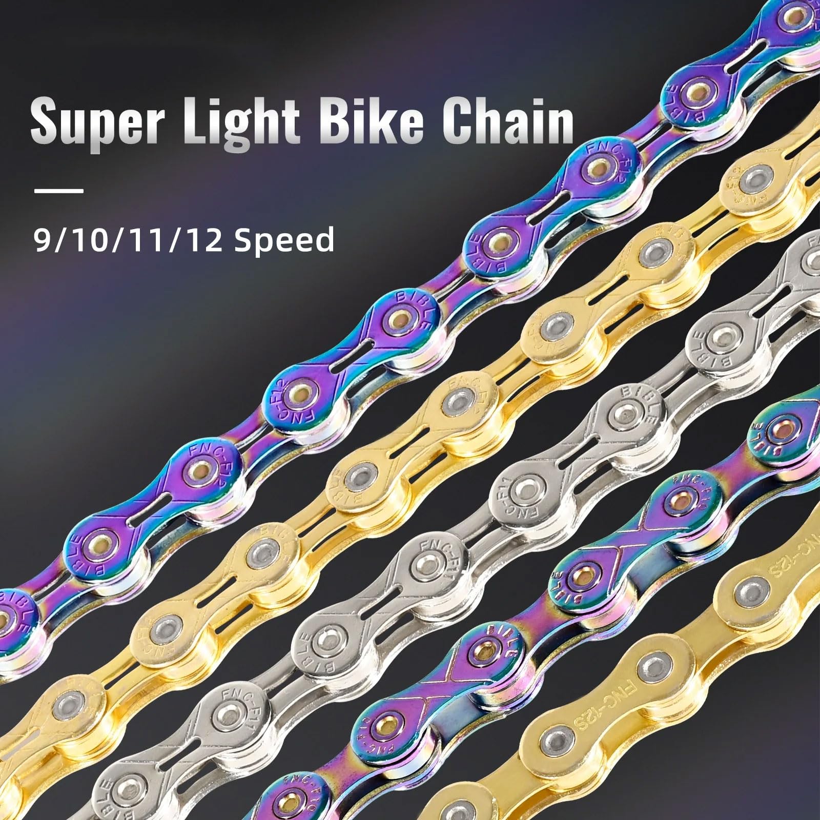 YLME Cadena de Bicicleta, Cadena de Bicicleta galvanizada de 9-12 velocidades 116L - Cadena Duradera para Bicicletas de Carretera y MTB para la mayoría de Bicicletas