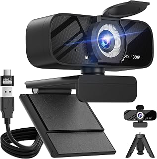 Gohero 1080P Full HD Webcam with Noise-Canceling Mics, Privacy Cover, Wide-Angle Lens & Auto Light Correction - Plug & Play USB for Zoom, PC, Mac
