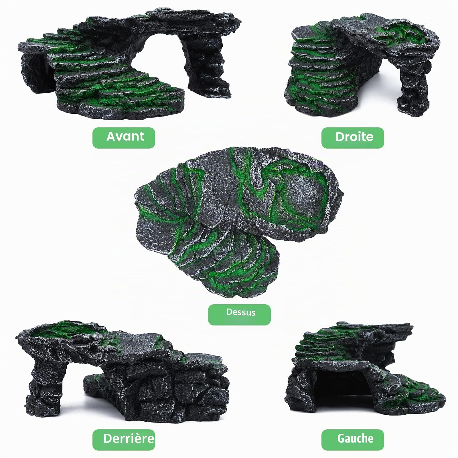 Abri pour Tortue Terrasse Trou de Tortue Peau Decoration Aquarium Cachette Reptile ​RéSine Bronzage Rock Barbu Dragon Accessoires Reptile DéCoration