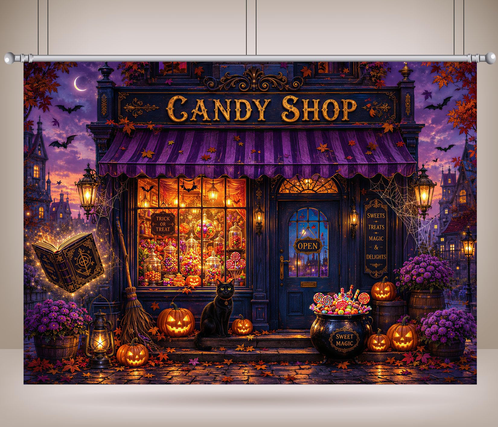 10x6.5FT (3x2m) Negozio Dolci Halloween Sfondo Fotografico
