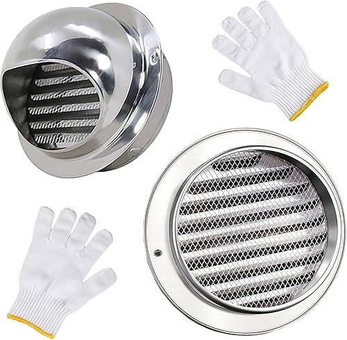 Cubierta de escape redonda de 4 pulgadas, 2 piezas, rejilla de ventilación de acero inoxidable, cubierta de ventilación de rejilla de ventilación de