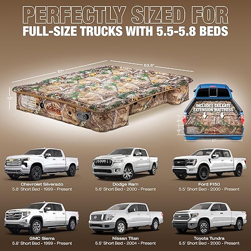 Miniatura 6 de Pittman - Truck Bed Mattress 5.5 ft > 5.8ft - The Original Airbedz Truck Bed Air Mattress 5.8 > 5.5 ft - for Full Size Short Pickups, 25% More