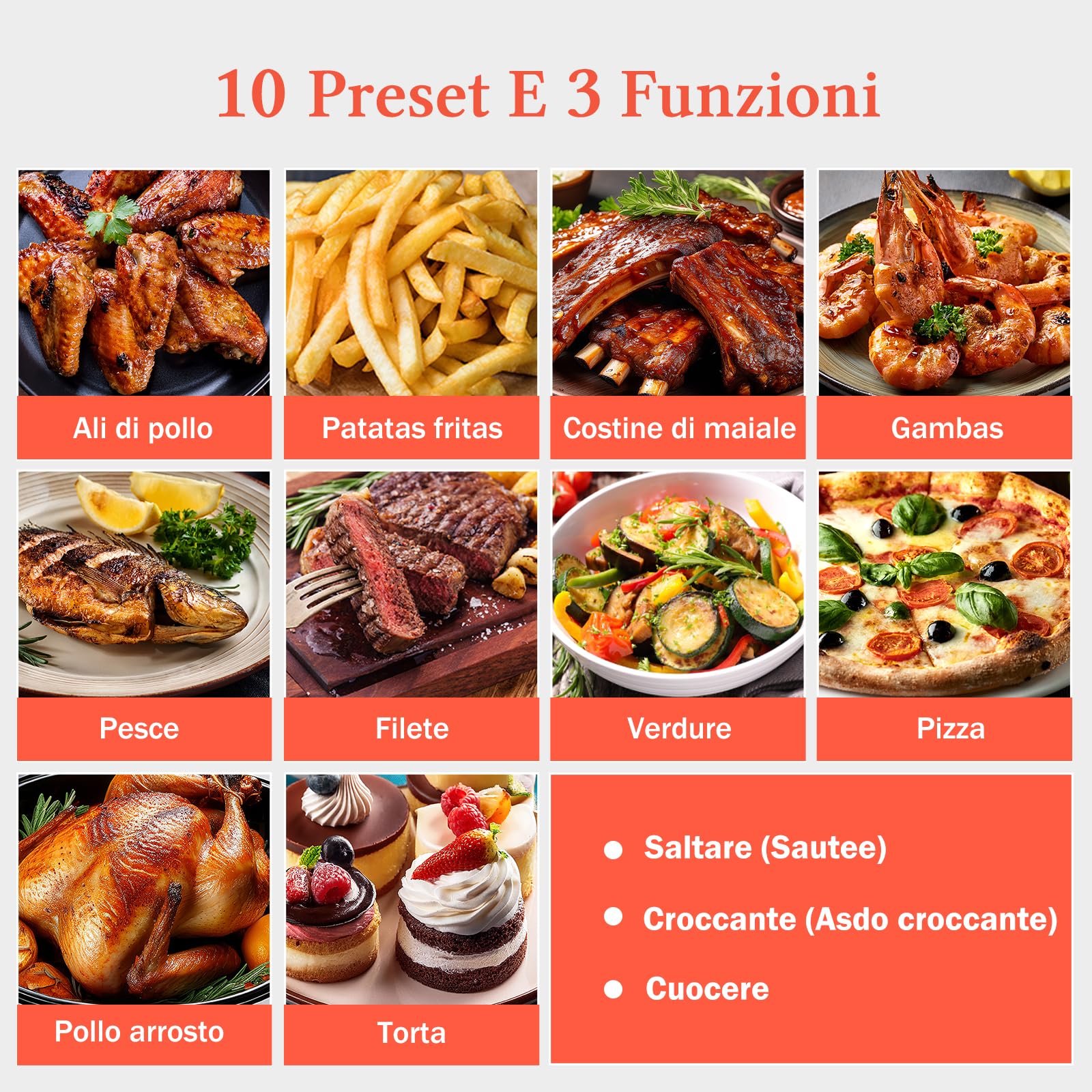 Taylor Swoden Friggitrice ad Aria 8L, 2000W Air Fryer con Doppia Resistenza e Interno in Metallo, Finestra Visibile, 10 Programmi, Senza Girare, Nero
