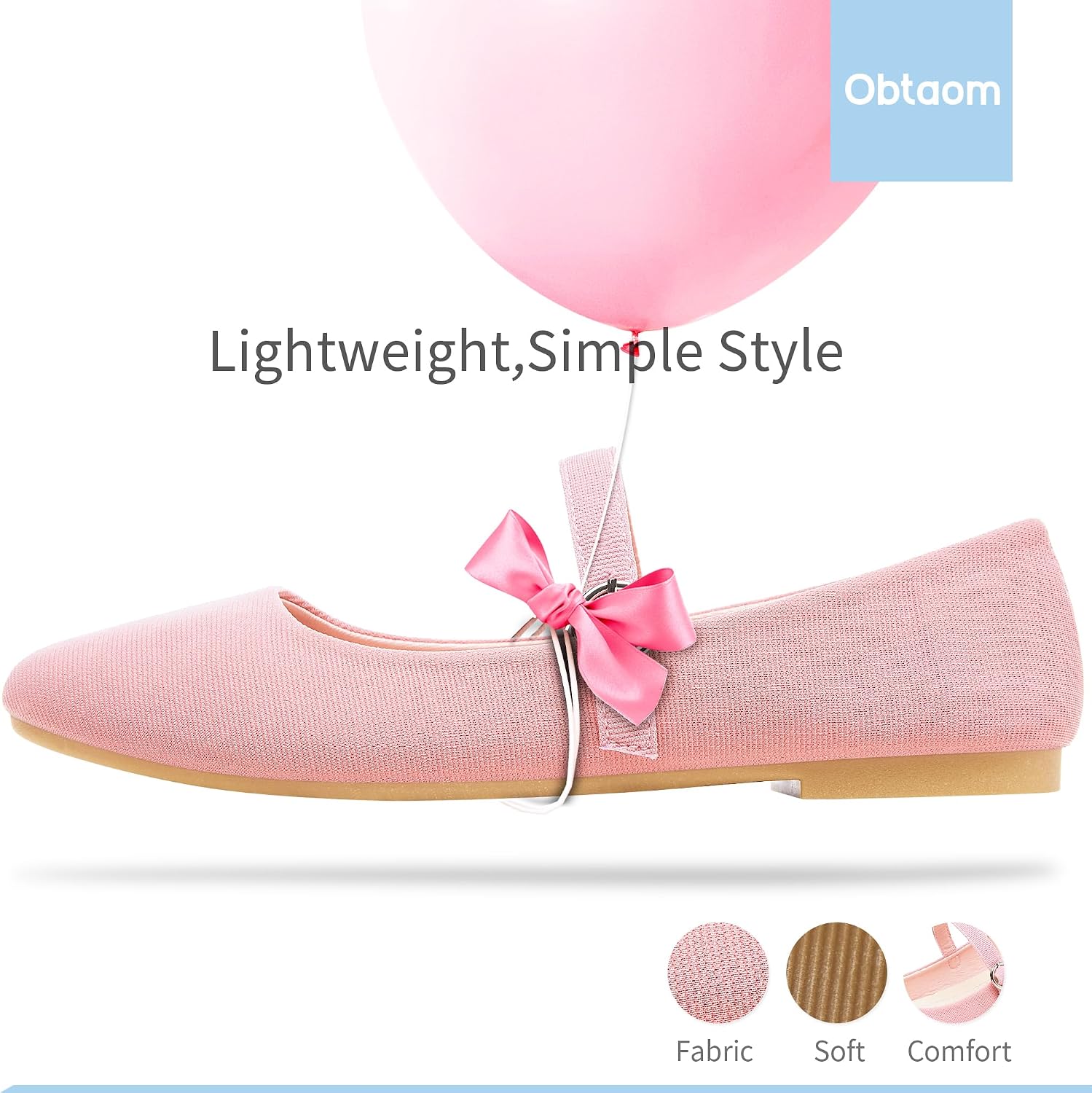 Obtaom Mary Jane Flat Shoes Round Toe Ballet Flats for Women Dressy Fabric Business Flats Comfortable Classic Strap Flats for Office image 2