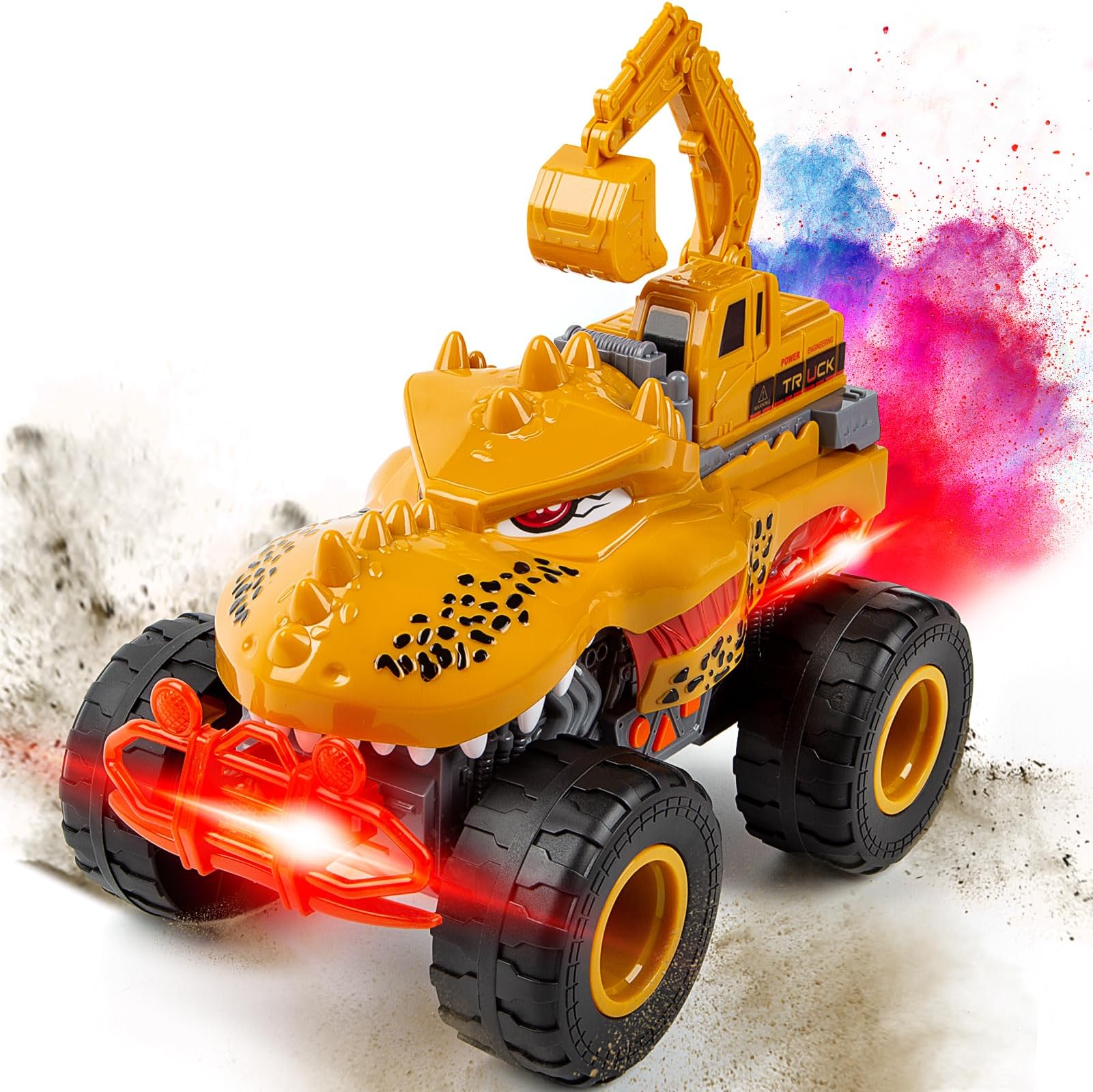 Veslier Dinosaur Monster Truck Toys for Boys Age 3 4 5 6 7 Year Old -Lights & Sounds Large Transportation Truck Toy for Kids Boy