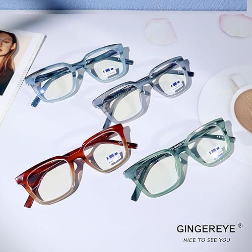 Miniatura 3 de Paquete de 2 lentes de lectura con luz azul para hombres y mujeres, lectores de marco cuadrado de moda, lentes de computadora antirreflejos +1.25