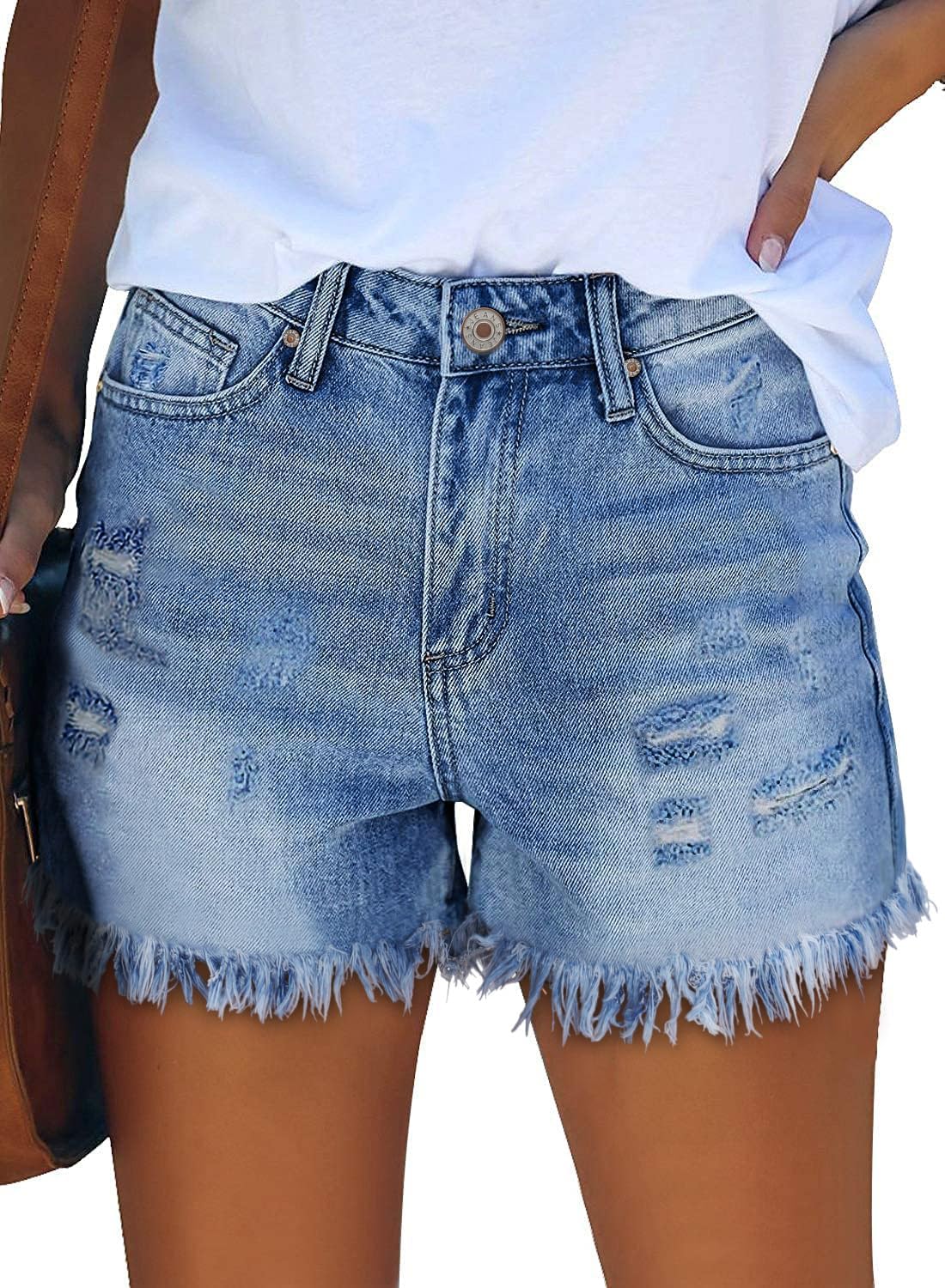KISSMODA Denim Shorts Women Trendy Button Summer Cut Off Short Womens Jean Shorts High Waisted Denim Hot Ripped Shorts - Image 3