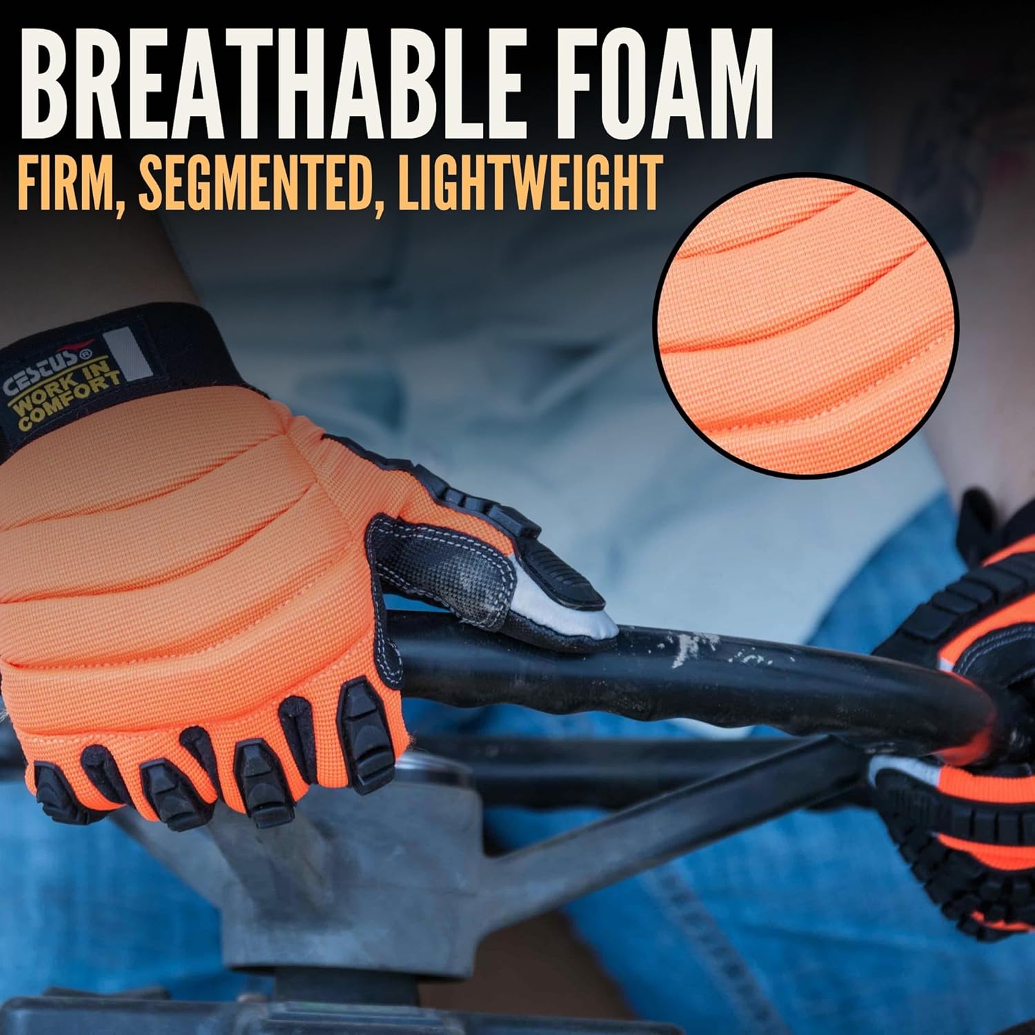 Cestus 8015, Impact Work Gloves (1,3,10,60 pairs), Reflective Fingertips, Heavy Duty for Truck Drivers, Construction, Rigging - Image 4