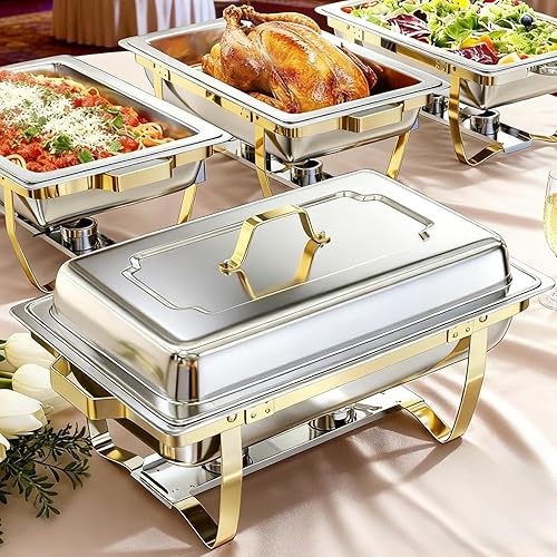 Chafing Dishes for Buffet 4 Pack 9Qt, Stainless Steel Chafer
