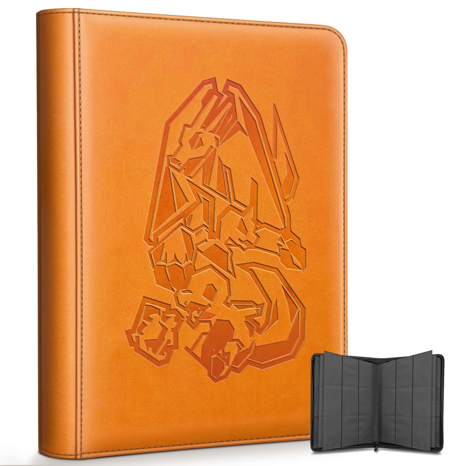 Douper Card Binder for Pokemon Cards, 9 Pocket 540 Cards Trading Card Games Collection Holder Book Folder with Side-Loading Sleeves (Orange)