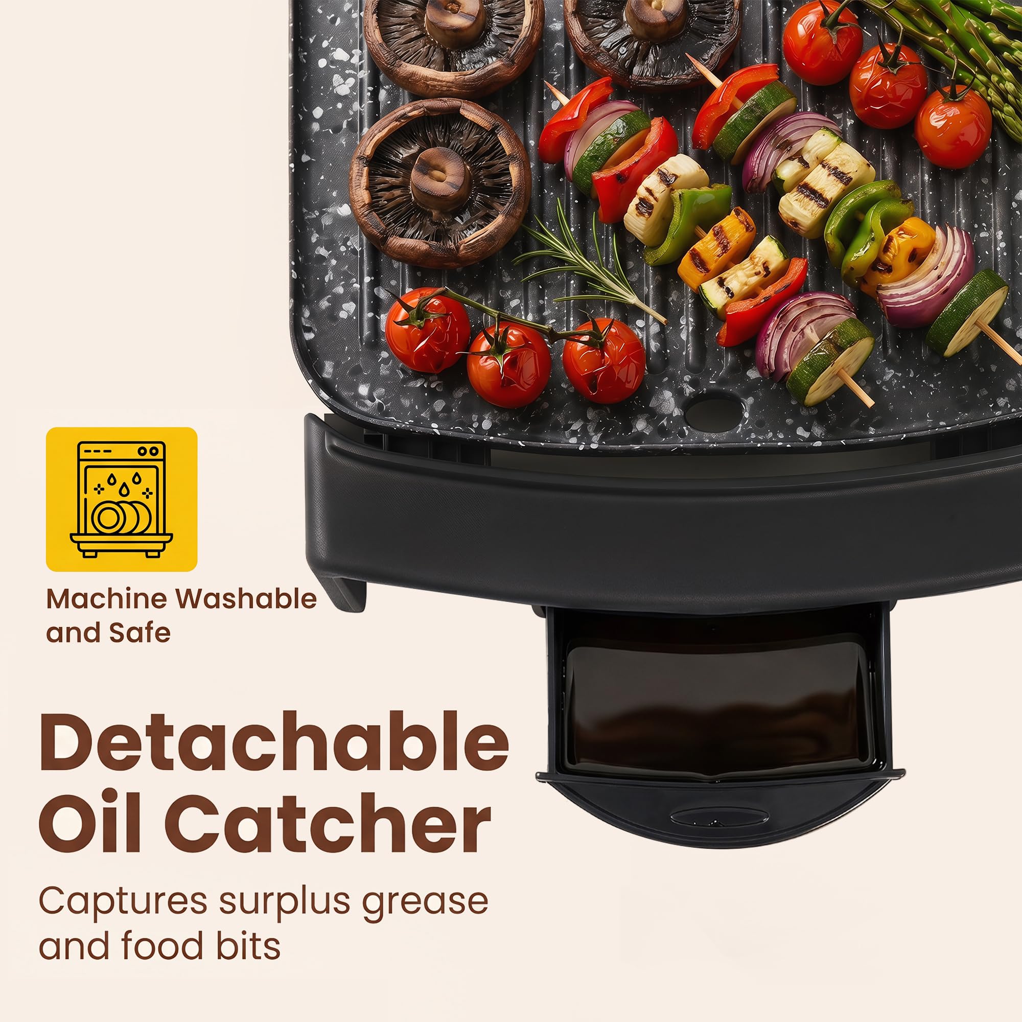 LIFEZEAL 2 en 1 Plancha Électrique 2150W, Grill Électrique Antiadhésif