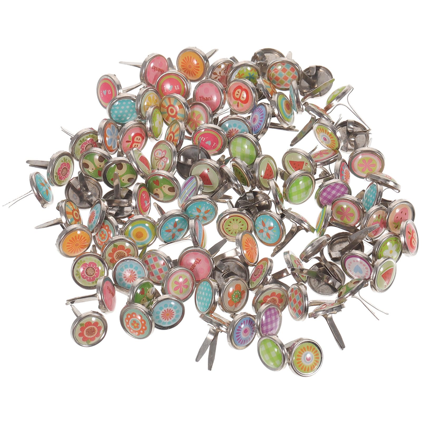 Amosfun Assorted Colours 100Pcs Mini Brads Metal Scrapbooking Brads Paper Fixings For Diy Crafts 9Mm