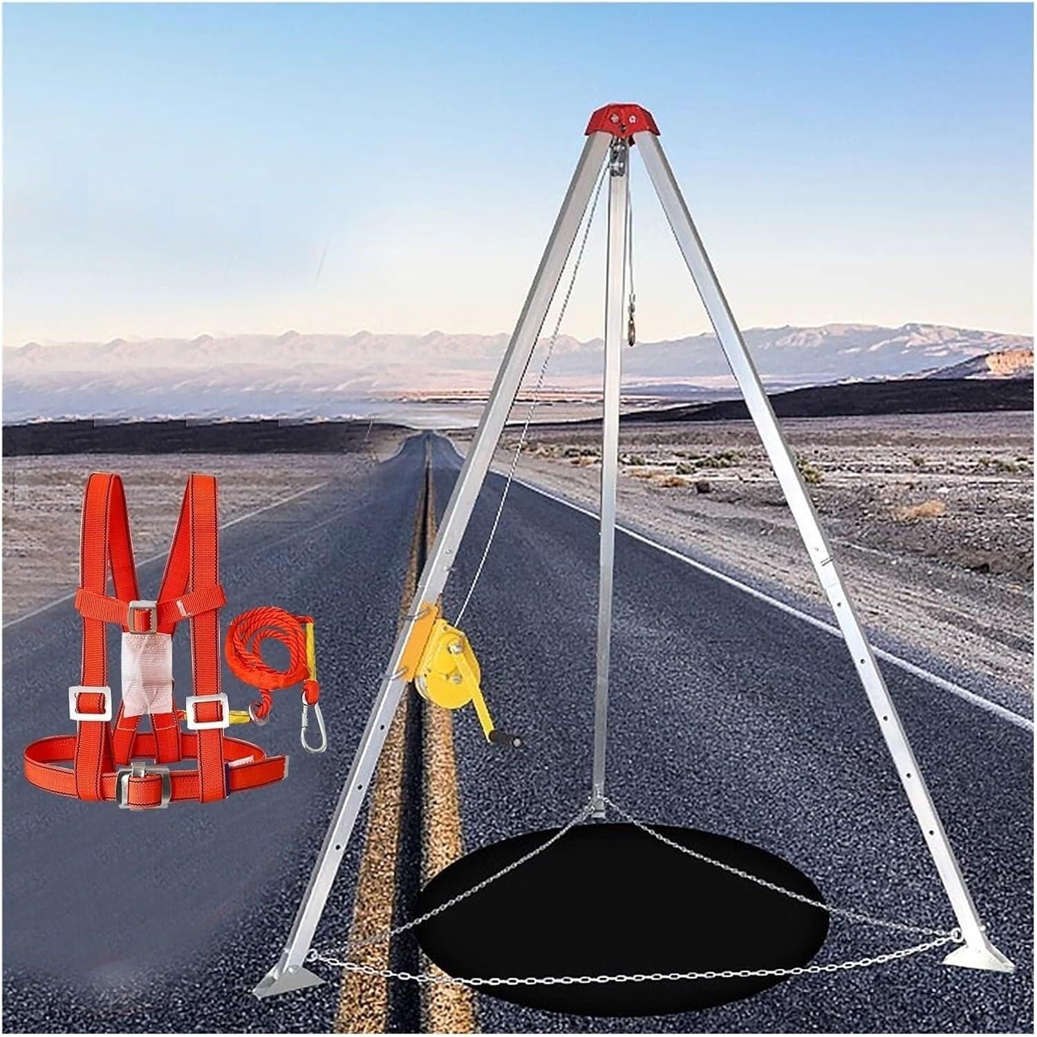 EPANO LXXW Kit treppiede Kit treppiede for Soccorso Stradale, di Soccorso Regolabile da 1800 libbre for spazi confinati, for Pulizia di Pozzi Profondi/fognature per spazi confinati