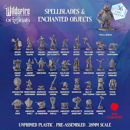 Miniatura 2 de Wildspire Spellblades y Objetos Encantados para Miniaturas DND 28mm-32mm - Personajes Jugador-Personajes, NPC a Granel - Minis D&D Sin Pintar -