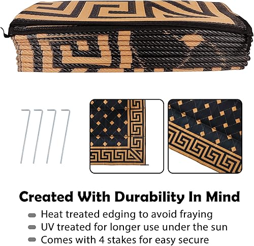 Miniatura 202 de SAND MINE Alfombras reversibles, alfombra de paja de plástico, alfombra de área moderna, alfombra de pavimento grande y alfombra para exteriores