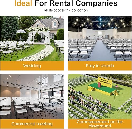 Miniatura 7 de Paquete de 6 sillas plegables, capacidad de 700 libras, silla plegable resistente con marco de acero reforzado para uso en interiores y exteriores,