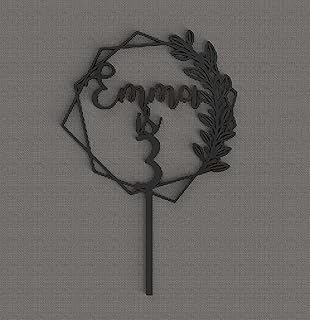 Customized Birthday Cake Topper | Birthday Name Cake Topper | Happy Birthday Cake Topper | Wooden Cake Topper | Personalized Cake Topper (Black)