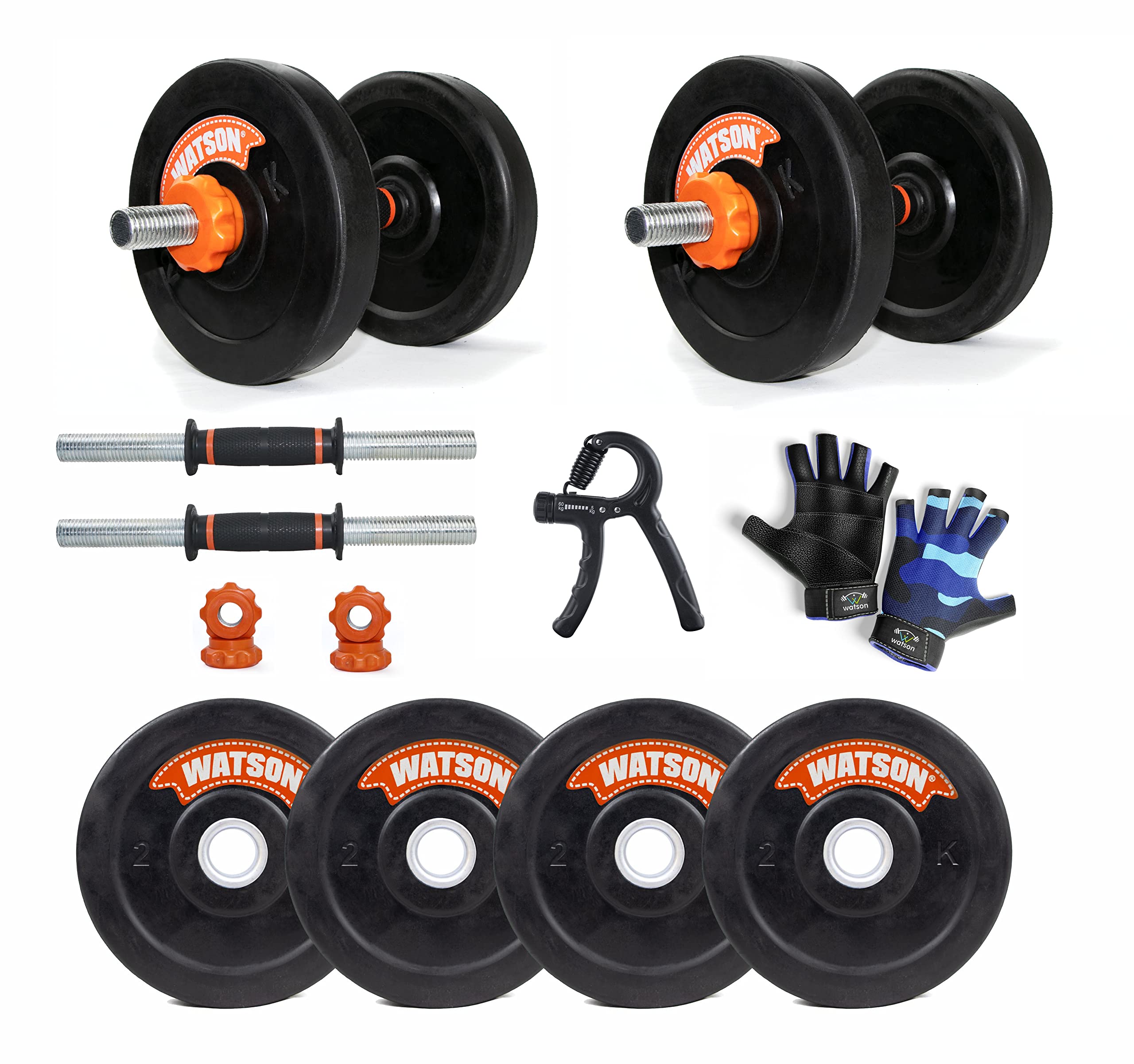 WATSON Rubber Weight Plates with Metal Bush, 14" Iron Dumbbells Rods 25mm with Metal Nuts, Gym Accessories (Handgripper+Gloves) for Home Workout Iron Nuts, Home Gym kit (8.00) (B09XXZD3Z6) Amazon Price History, Amazon Price Tracker
