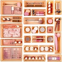 Vista 1 de Vtopmart - Juego de 25 organizadores de cajones de plástico, 4 tamaños versátiles, charolas organizadoras de baño y tocador, contenedores