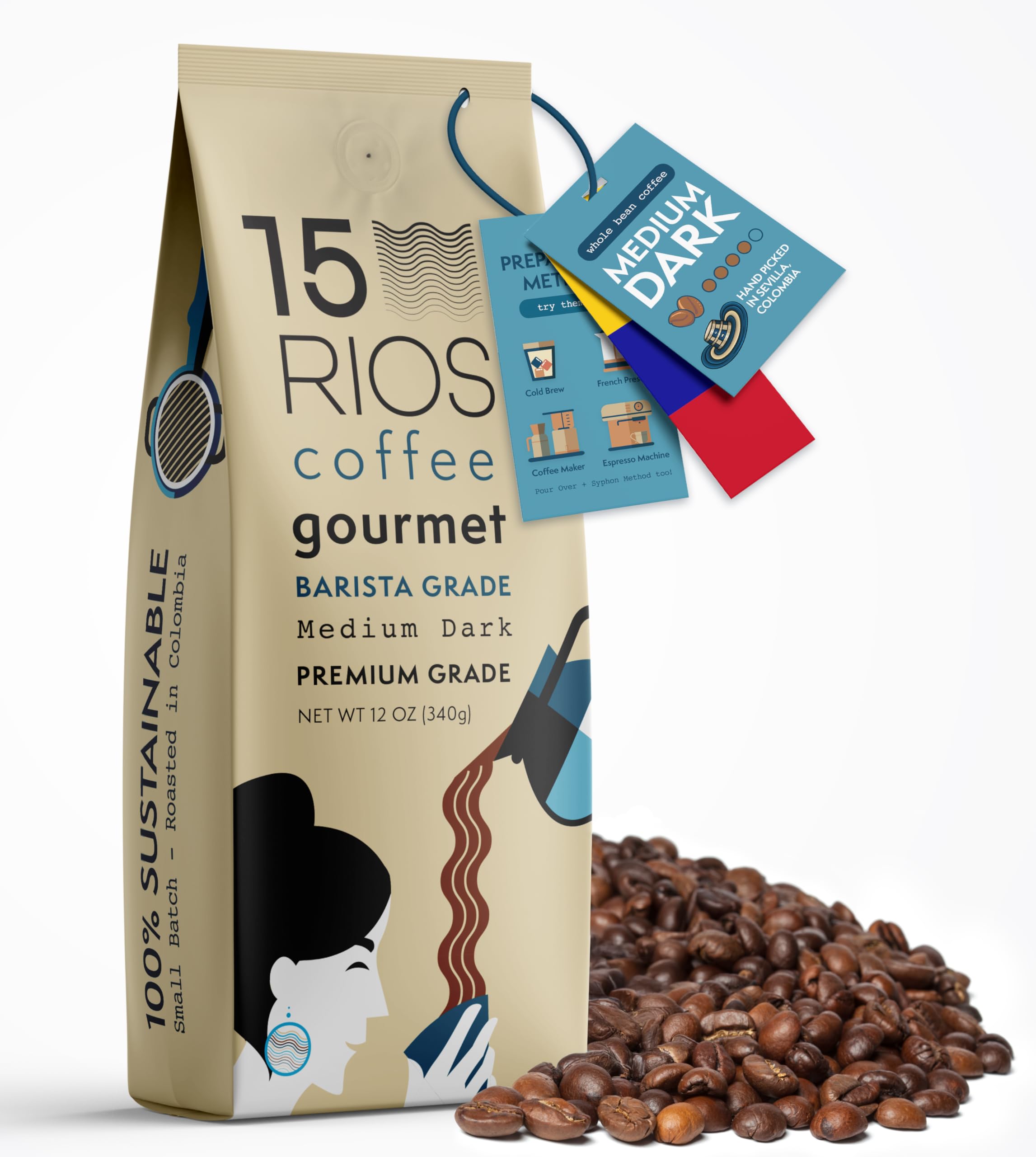 Colombian Whole Bean Coffee Medium Dark Roast Low Acid Smooth Bold Taste With Chocolate Sweet Notes Arabica Single Origin High Altitude Fresh Roasted Premium Craft Espresso Gift Gourmet Flavor 12oz