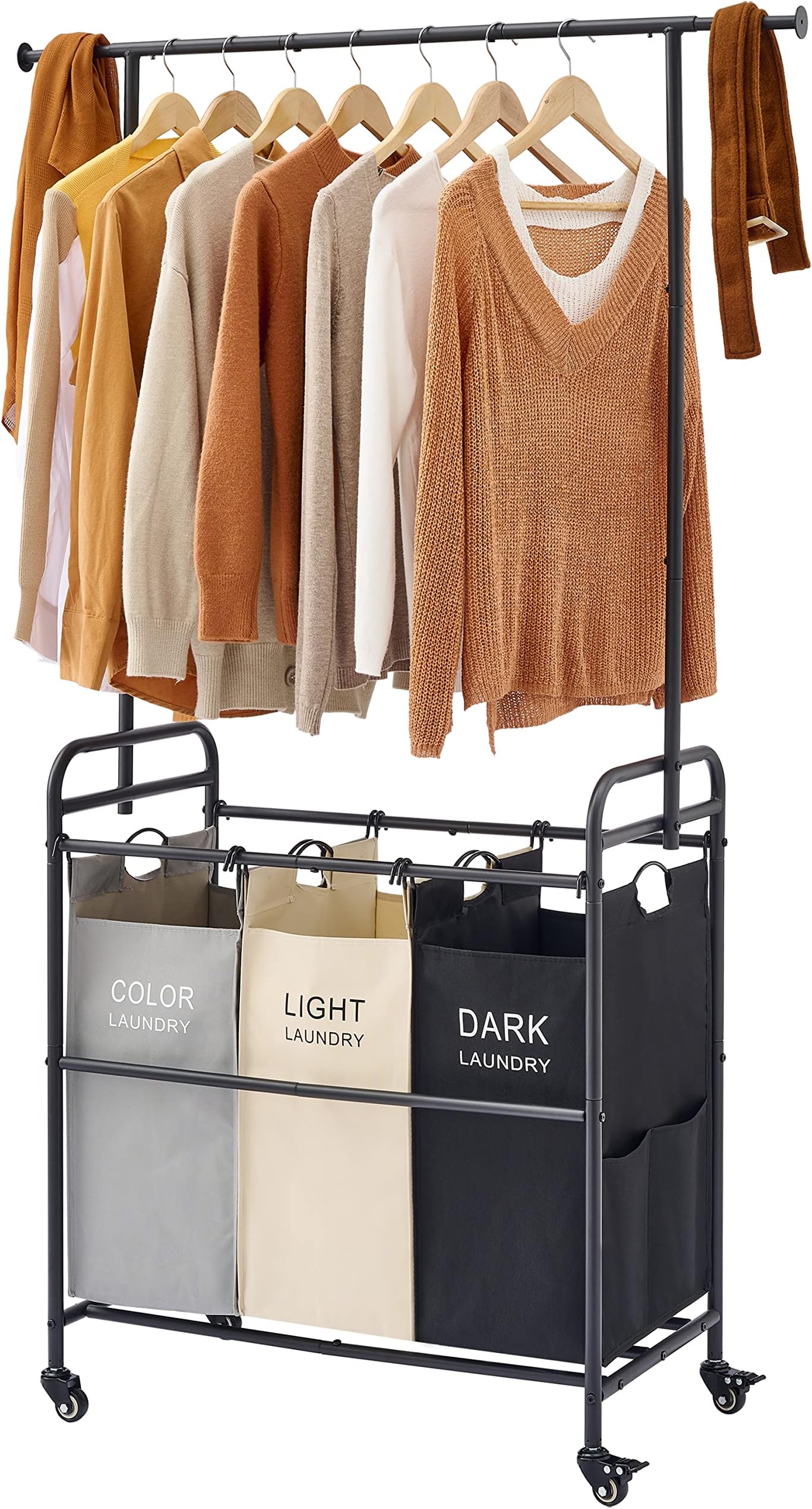 Seville Classics Laundry Hamper Sorter Cart Mobile Premium