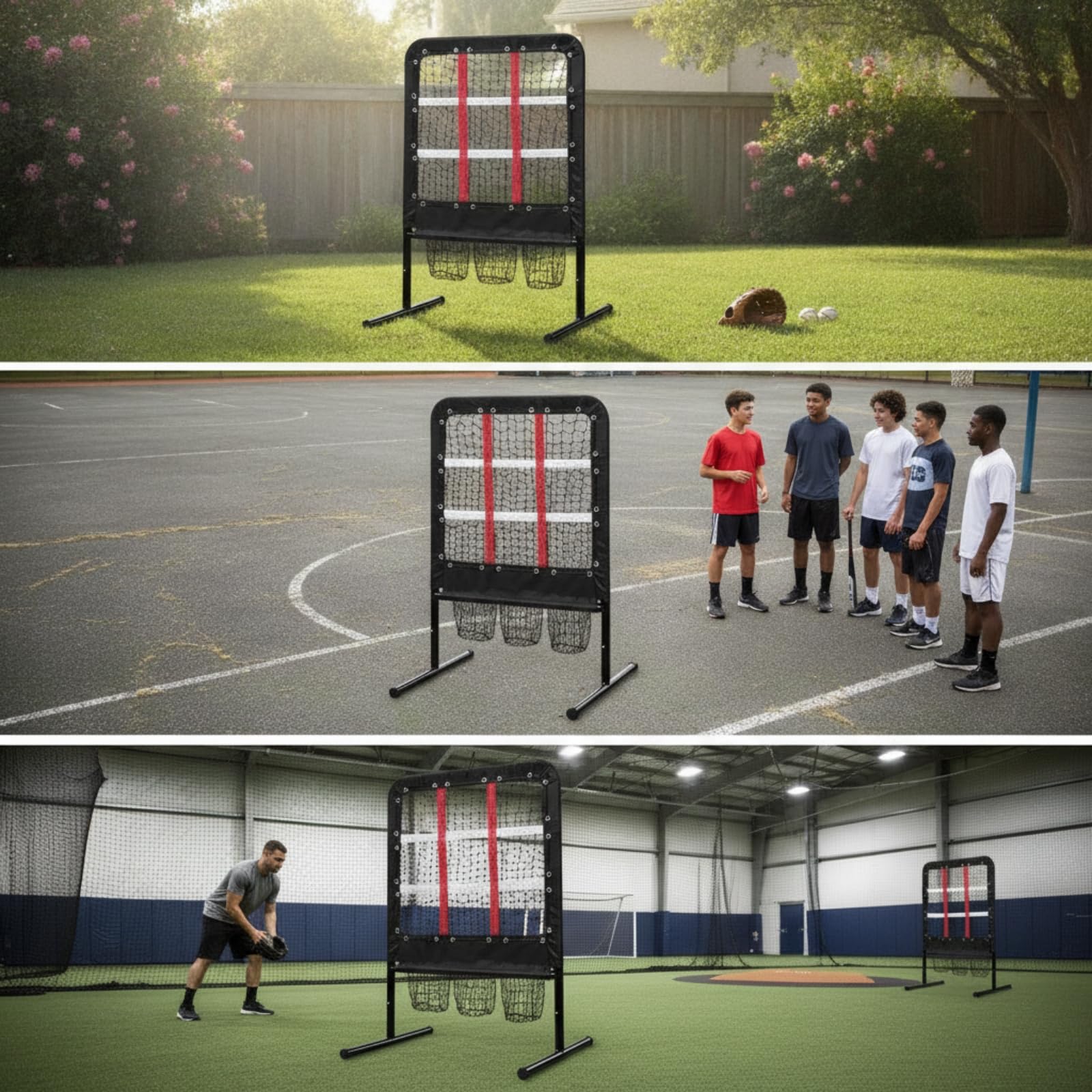 Red de Entrenamiento de Béisbol con Objetivo con Estructura Robusta Áreas Señaladas Altura Adaptable y Bolsa Portátil Adecuada para Sesiones Técnicas Entrenadores y Equipos Aficionados
