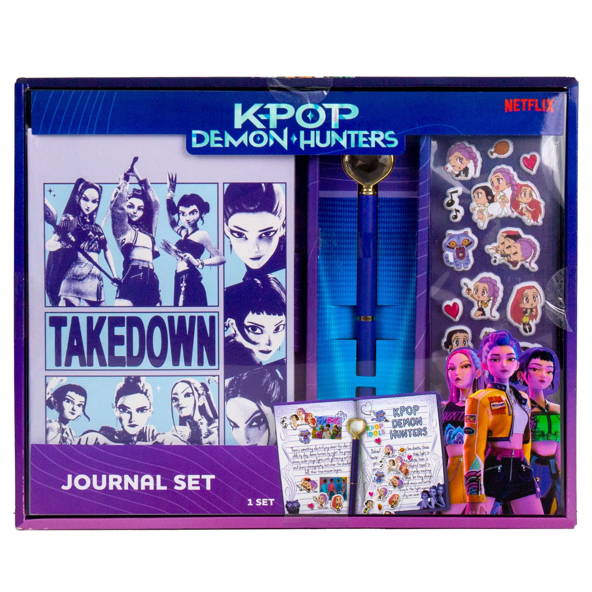 Diario Kpop Demon Hunters™, set da 40 pagine doppie con righe, adesivi Kpop bonus e penna, merchandising ufficiale K Pop Demon Hunters per fan di K-Pop, studenti, adolescenti