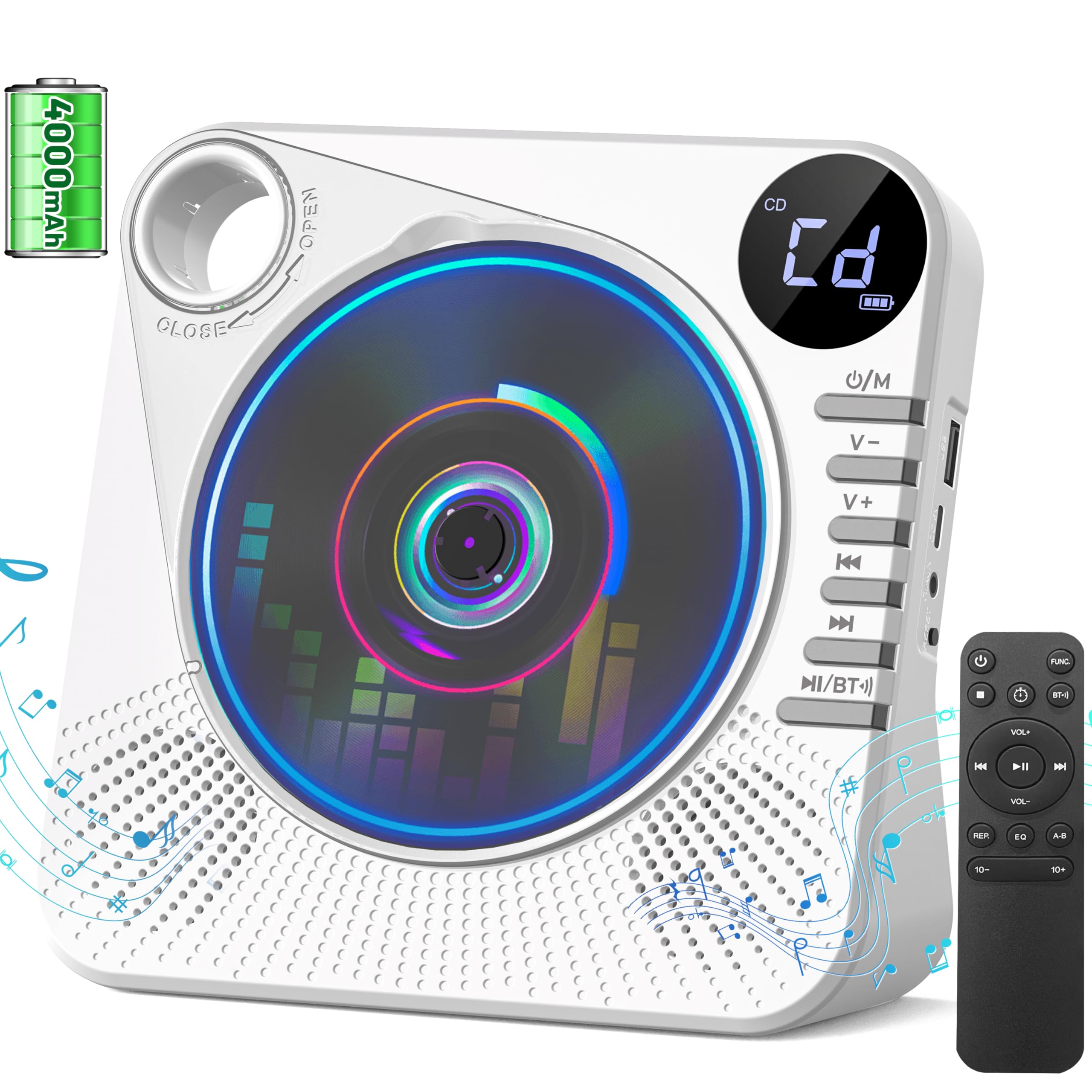 Gracioso 4000mAh Recheageable Portable CD Player - portable cd players | Mubboo