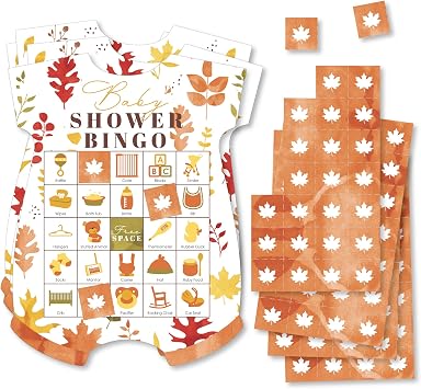 Fall Foliage Picture Bingo Cards - Baby Shower Party Game - 18 Ct