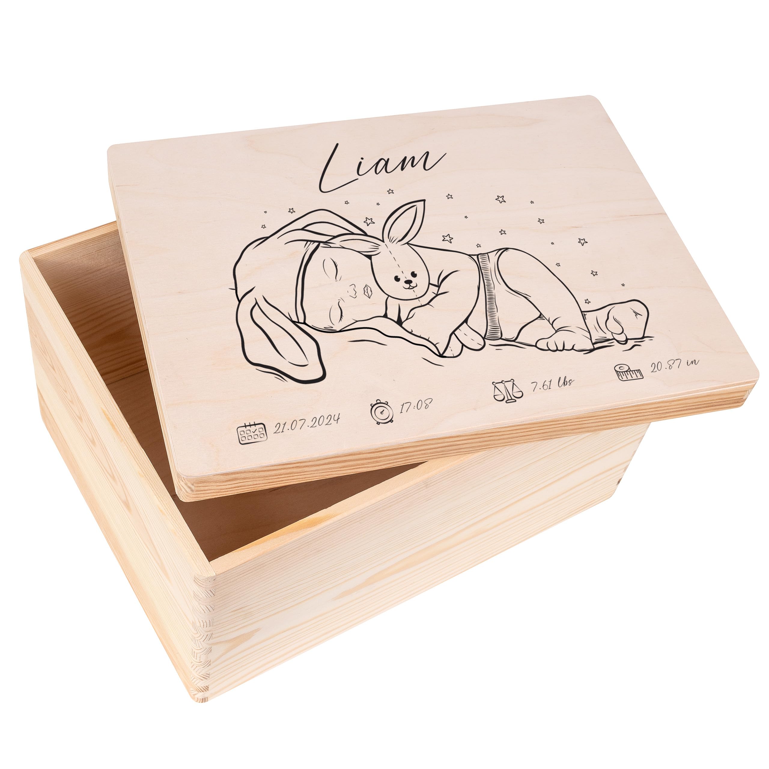 Creative DECO Caja de Recuerdos Personalizada para Bebés/Regalo Niños | Nacimiento Personalizado | Cajas de Madera Personalizadas para Niños | Personalizados para Niño y Niña