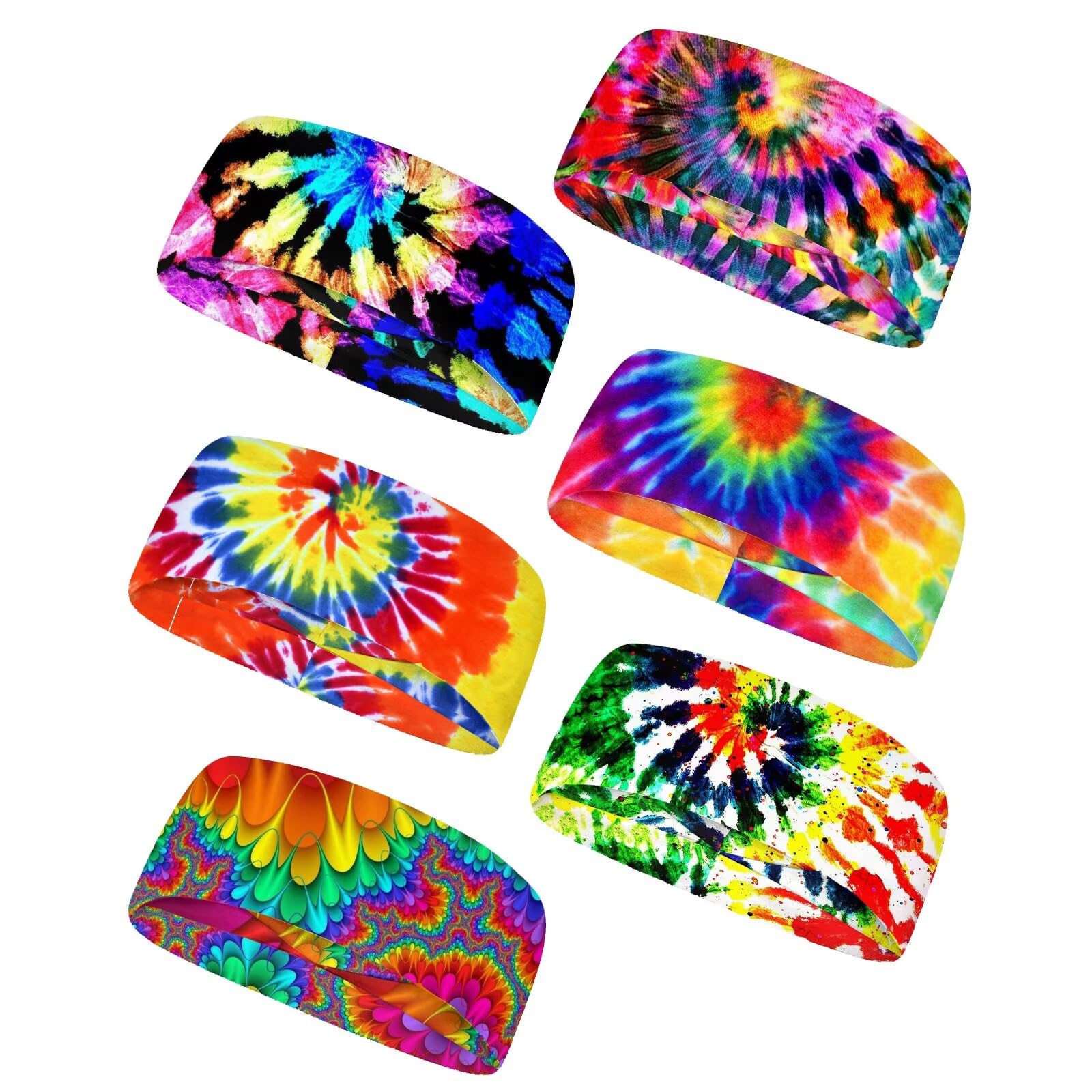 Forchrinse Sunflower with Text Print 6Pieces Sport Sweatband Headband for Soft Elasitc Headband Hair Bands Unisex Outdoor Sport Headbands